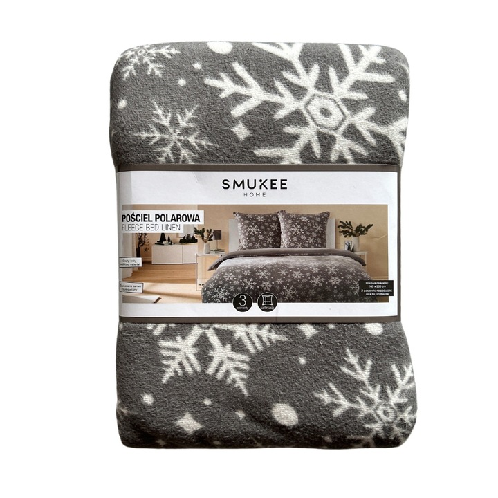 Smukee ágyneműhuzat garnitúra, 160x200cm, polár, sötétszürke