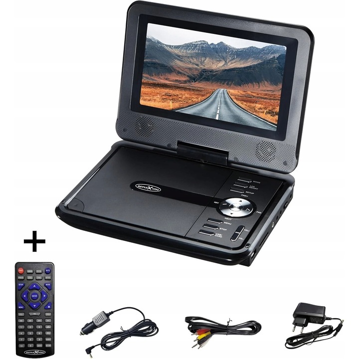 Преносим DVD плейър Reflexion DVD7002N, черен, поддържа множество формати, елегантен дизайн