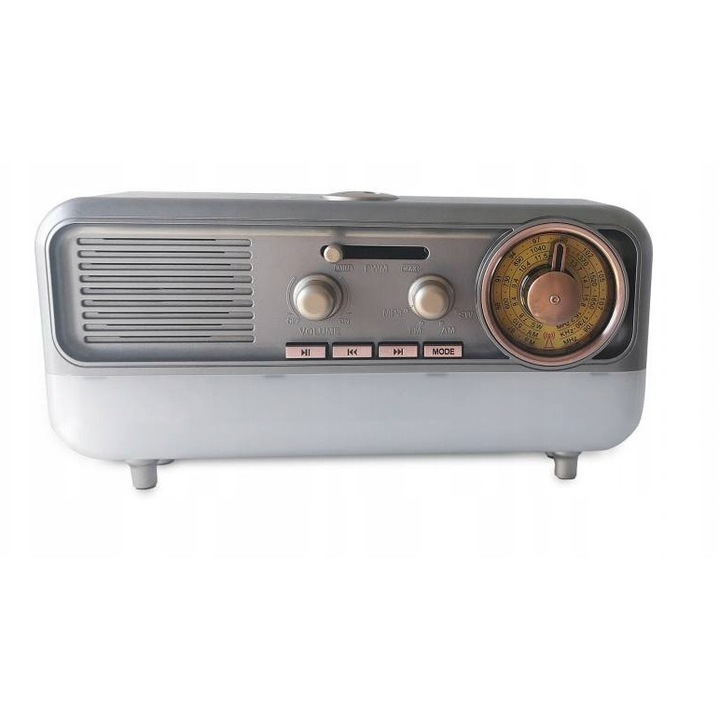 Radio portabil MD-1314BT, Bluetooth, USB, TF, AUX, argintiu, 65x250x115mm