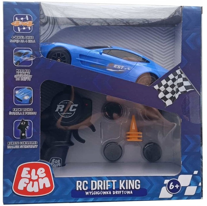 Masinuta RC Drift King, albastra, set de control la distanta