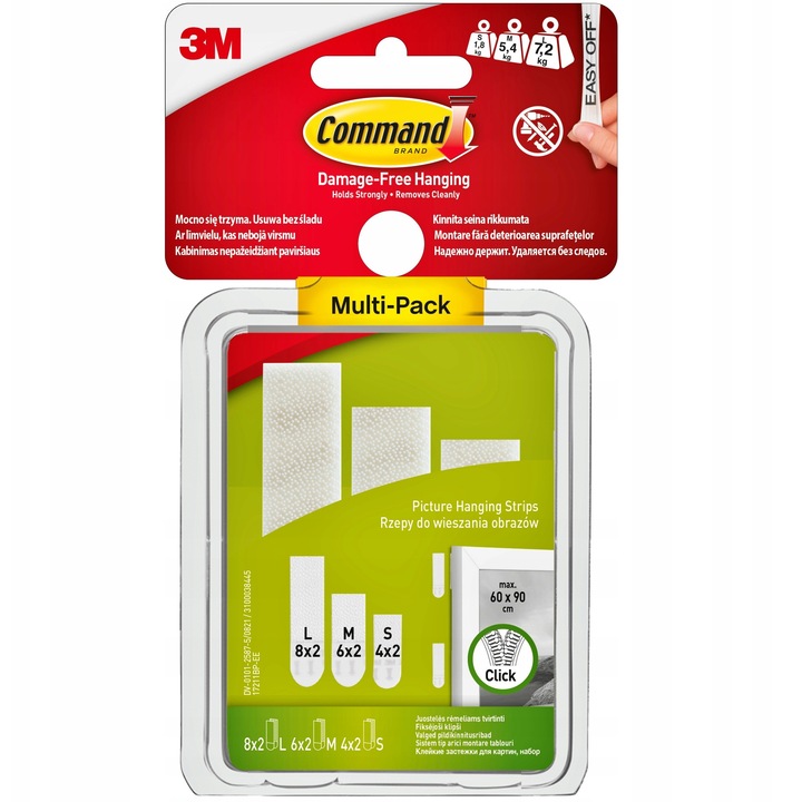 Set benzi adezive Command, 36 bucati, alb, dimensiuni 19x92mm, 19x70mm, 16x54mm