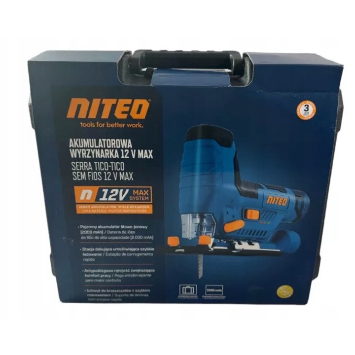 Fierastrau electric cu acumulator Niteo 12V, 2000 mAh, 1500-2800 min, set complet