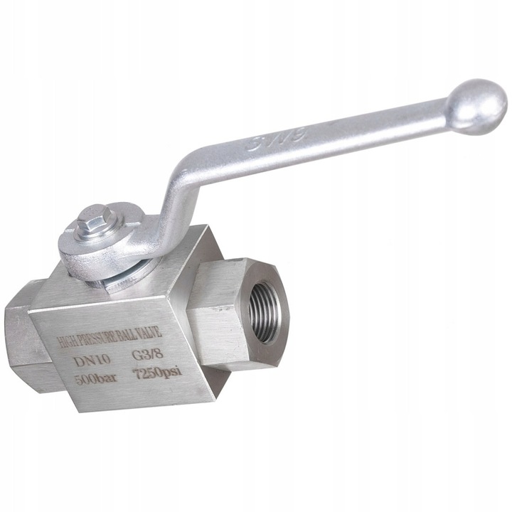 Golyóscsap, Techkar, 3/8" belső, rozsdamentes acél, 350bar, DN10, ezüst
