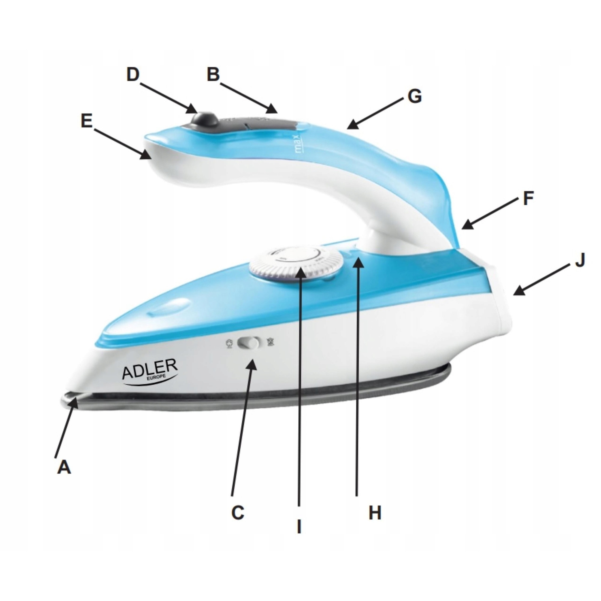 Fier de calcat turistic Adler AD 5035, 1700W, abur, pliabil, alb, 19.5x9x8.5cm