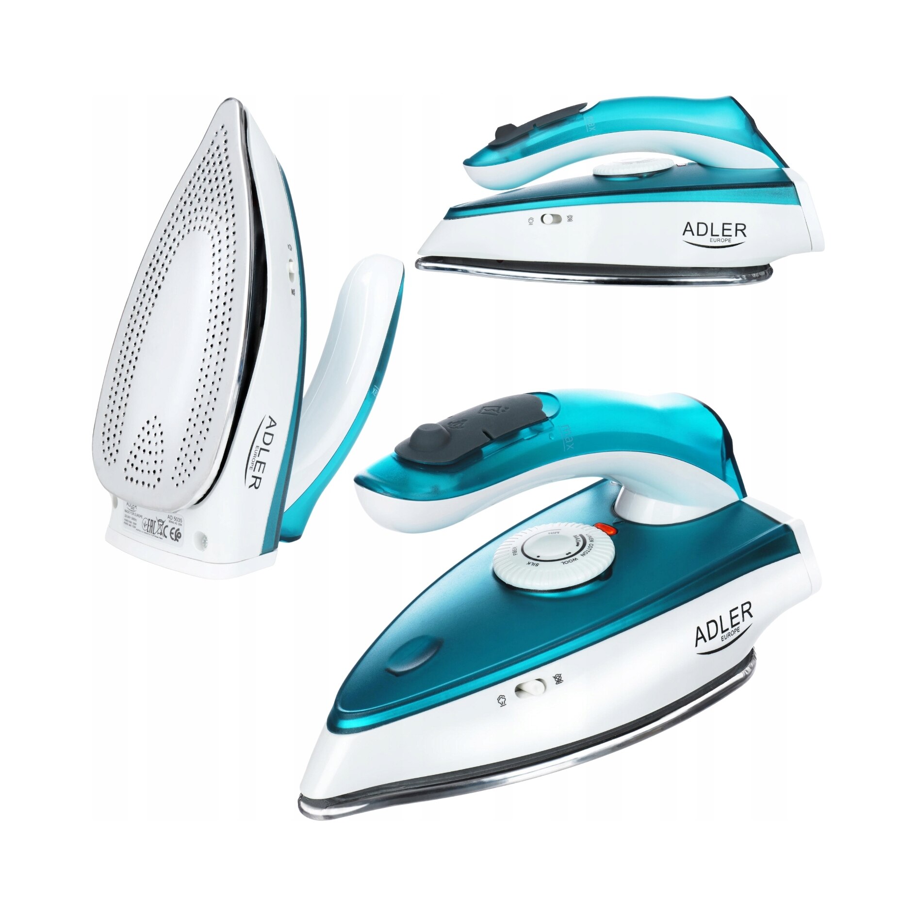 Fier de calcat turistic Adler AD 5035, 1700W, abur, pliabil, alb, 19.5x9x8.5cm