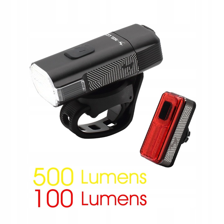 Set lumini bicicleta Rigel Lite + Helix Lite, 500 + 100 lumeni, waterproof, USB-C