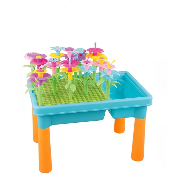Set de joaca pentru copii RedCrab, masa de activitati 3 in 1, accesorii colorate, 43x29x27,5cm, exterior