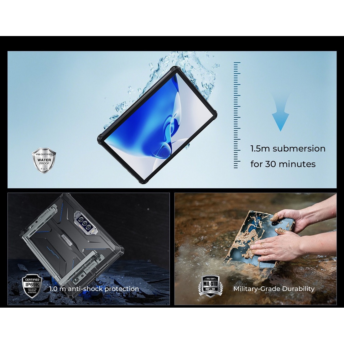 Tablet Oukitel RT7 Titan 10.1", 512GB, 12GB, 32000mAh, Negru