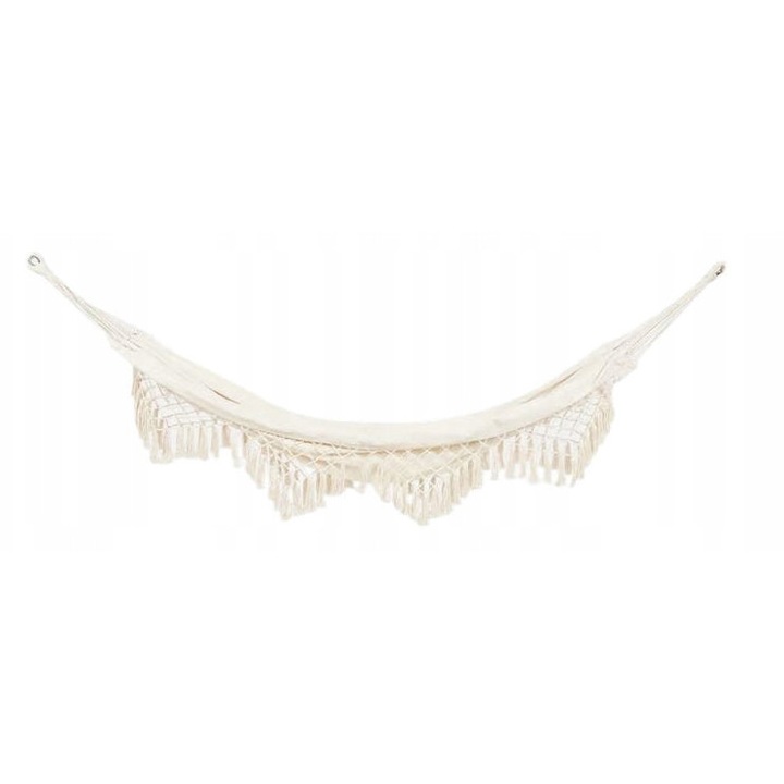 Хамак бохо, 100x275см, крем, 100% рециклиран полиестер