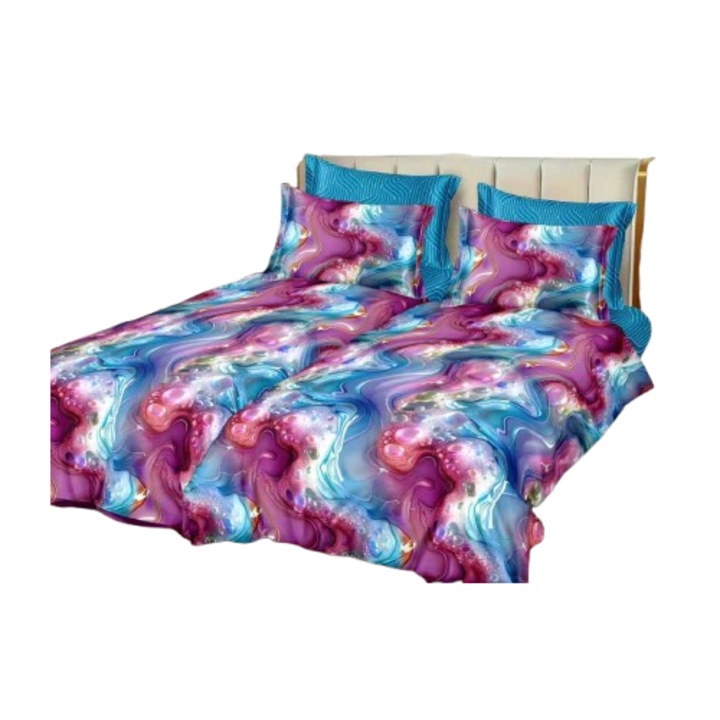 Ágyneműhuzat, 7 részes, gumírozás nélküli, 1 személyes, 160x220 cm, márvány mintás