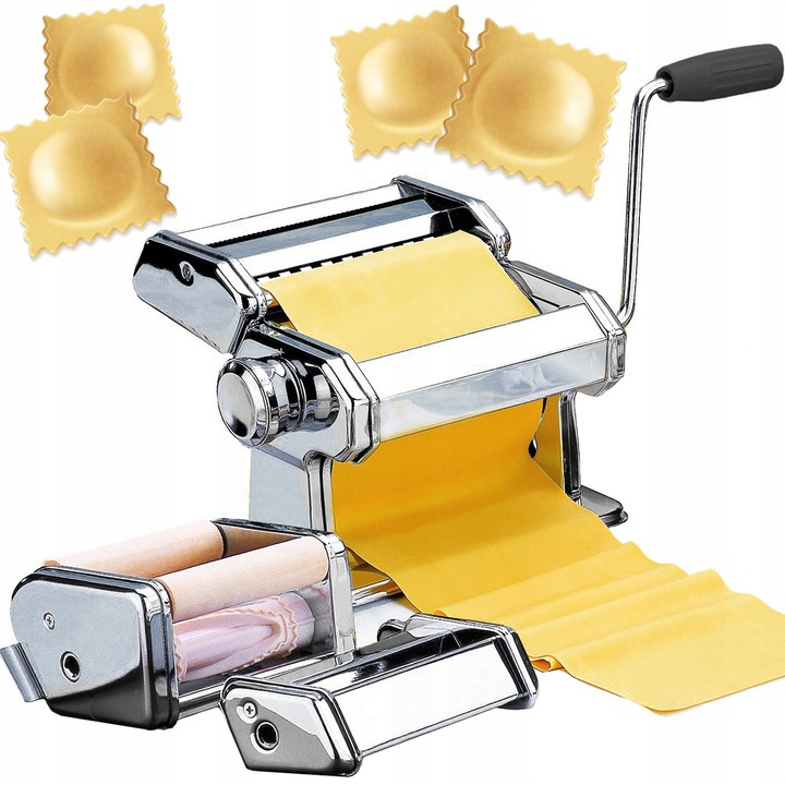 Kézi tészta- és tésztakészítő gép, rozsdamentes acélból, rögzítőállvánnyal, 20x15,5x13cm