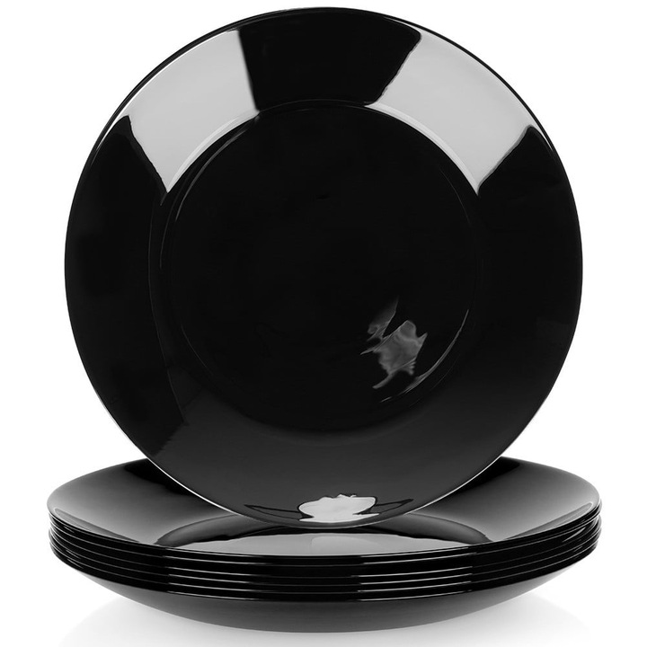 Set de cină Vilde Black, 24 piese, farfurii sticlă pentru 6 persoane, negru