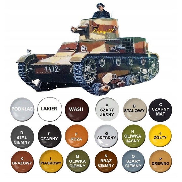 Model de tanc englezesc Vickers E Mk b, set complet cu vopsele, grund, lac si wash, 1:35