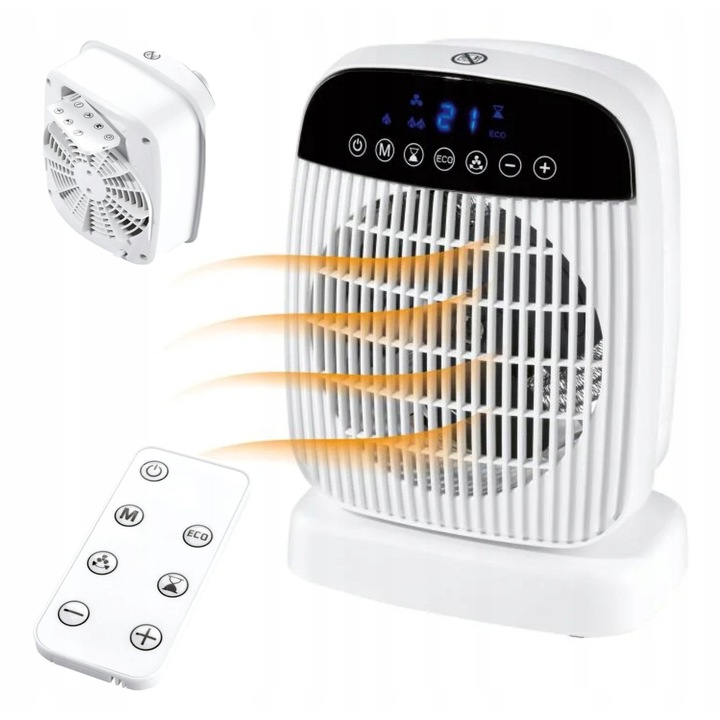 Aeroterma TRONIC cu LCD si pilot, 1000 W / 2000 W, oscilatie, negru, set complet