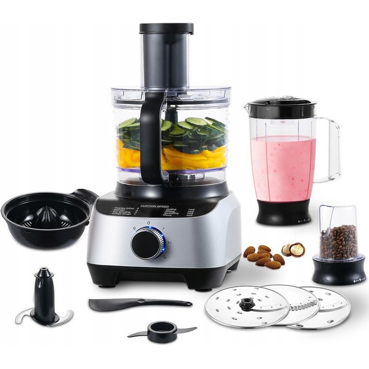 Robot de bucatarie multifunctional 11 in 1 SNDOAS 1300W, bol 3.5L, blender, accesorii pentru taiere