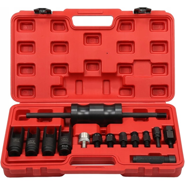 Set profesional de unelte pentru extragerea injectoarelor CDI Diesel, 14 piese, cu valiza ABS