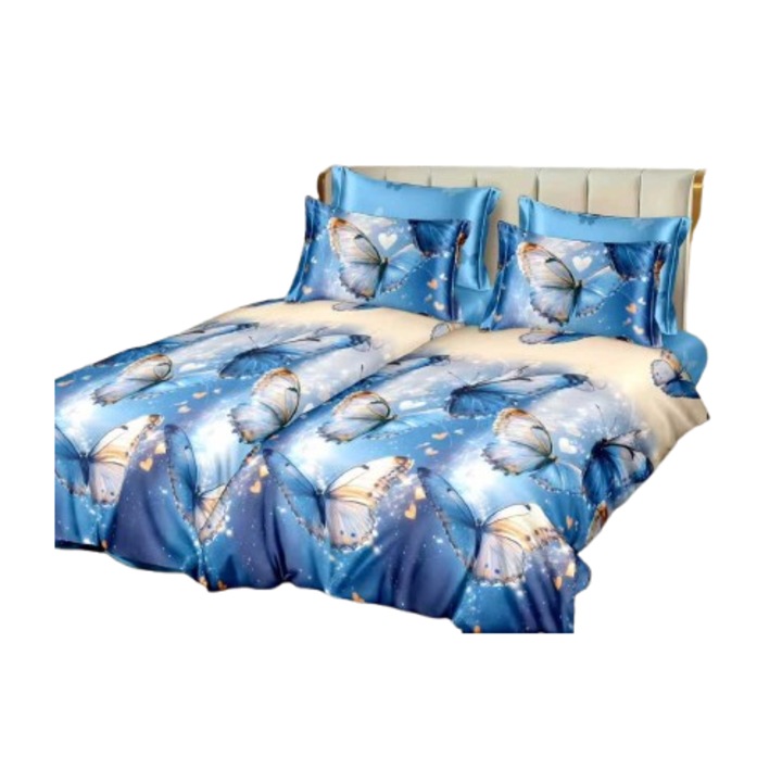 Ágyneműhuzat, 7 darabos, gumi nélküli, 1 személyes, 160x220 cm, különleges pillangó mintával