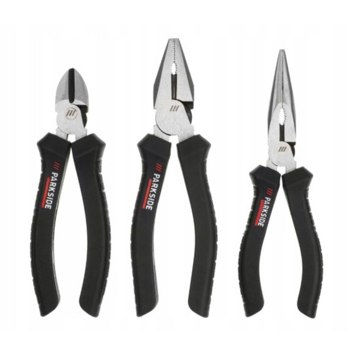 Set 3 clesti pentru taiere, bocnici, combinatori si lungi, Softgrip, otel, 165x61x28,5mm, 185x62x28,5mm, 180mm