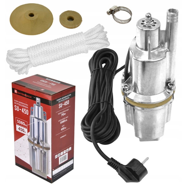 Pompa submersibila Rohtenbach SU-450, 450W, 1080l/h, 70m, 3/4 inch, set complet