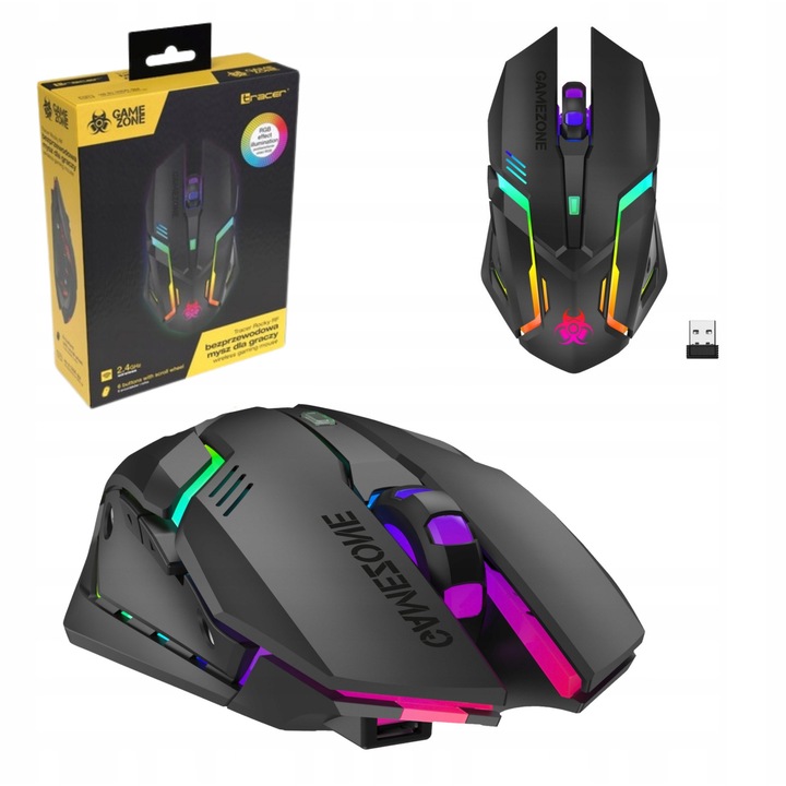 Mouse wireless Tracer, gaming, DPI reglabil 1200/1600/3200, iluminare RGB, dreptaci