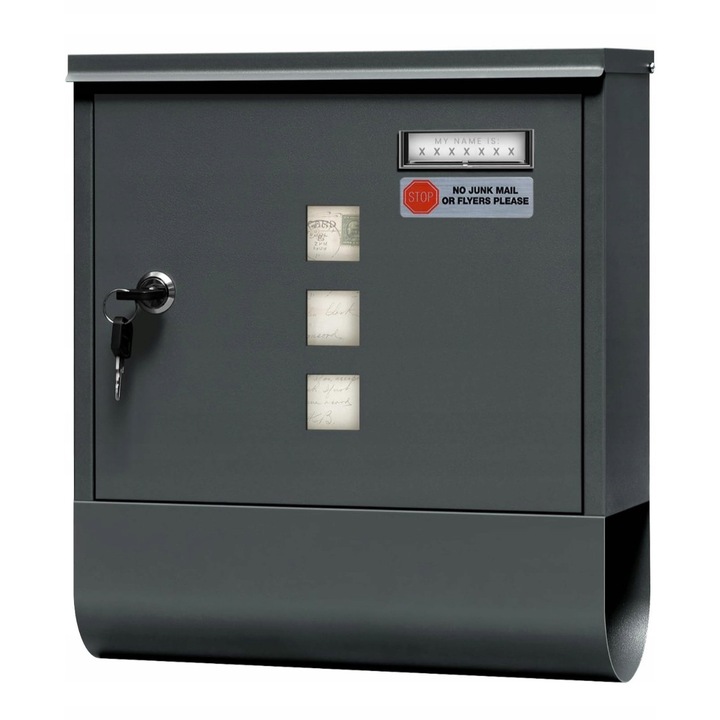 Cutie postala WOLTU BK006AN cu compartiment pentru ziare, antracit, 30,5x33,5x10cm, cu 2 chei