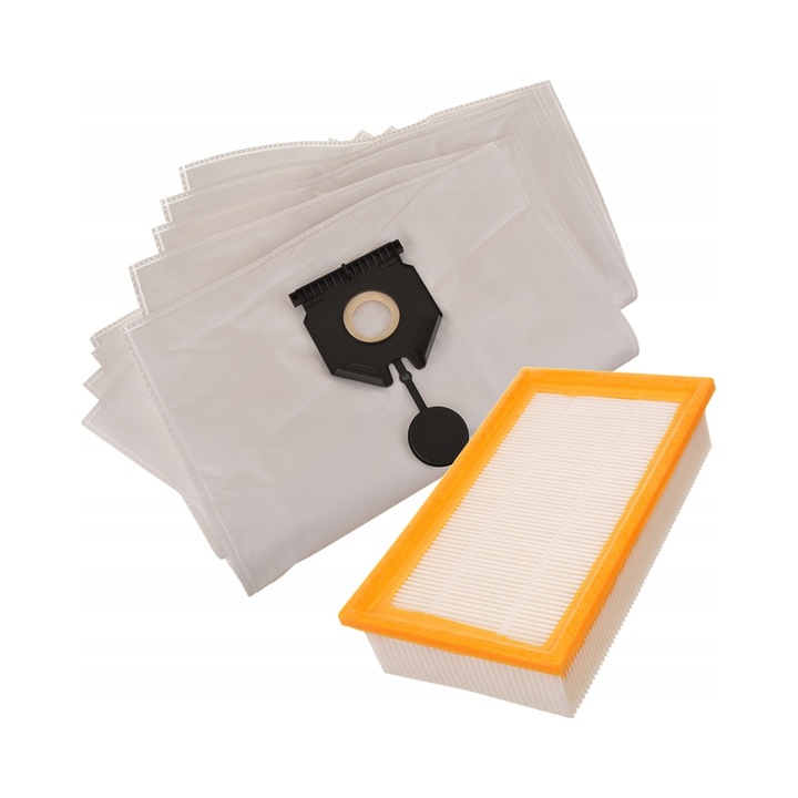 Set saci sintetici si filtru de aer pentru aspiratoare Karcher NT, 45x65cm, 5 bucati