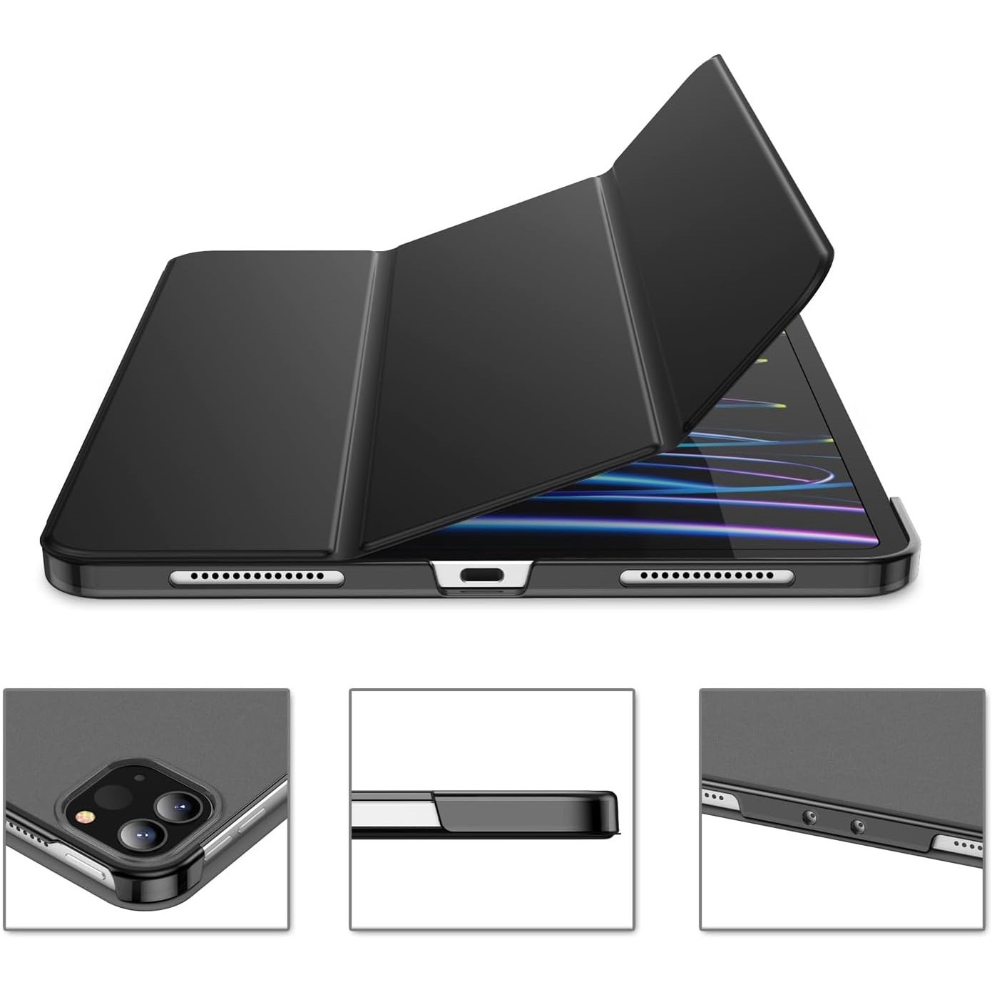 Husa tableta JETech pentru iPad Pro 11", neagra, cu functie de auto-odihnire/budire, set