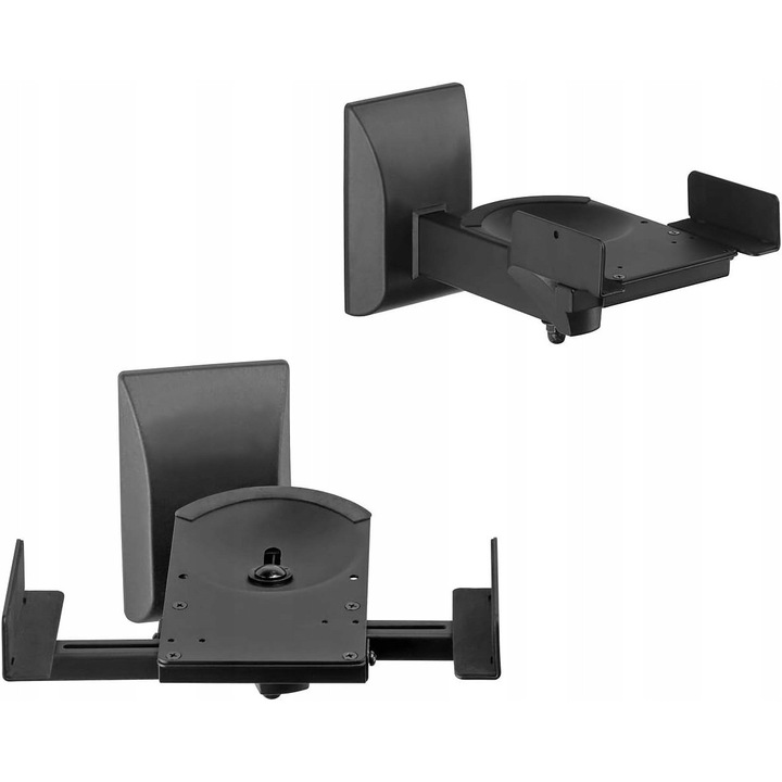 Urmatorul set de suporturi pentru difuzoare, metalice, reglabile, 2 bucati, 16,2x9,2x27cm, negru