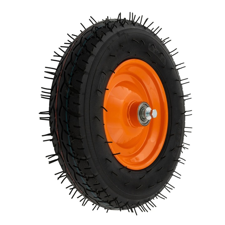 Roată pneumatică 400-8 cu ax 20x93 mm, metalică, pentru roabă