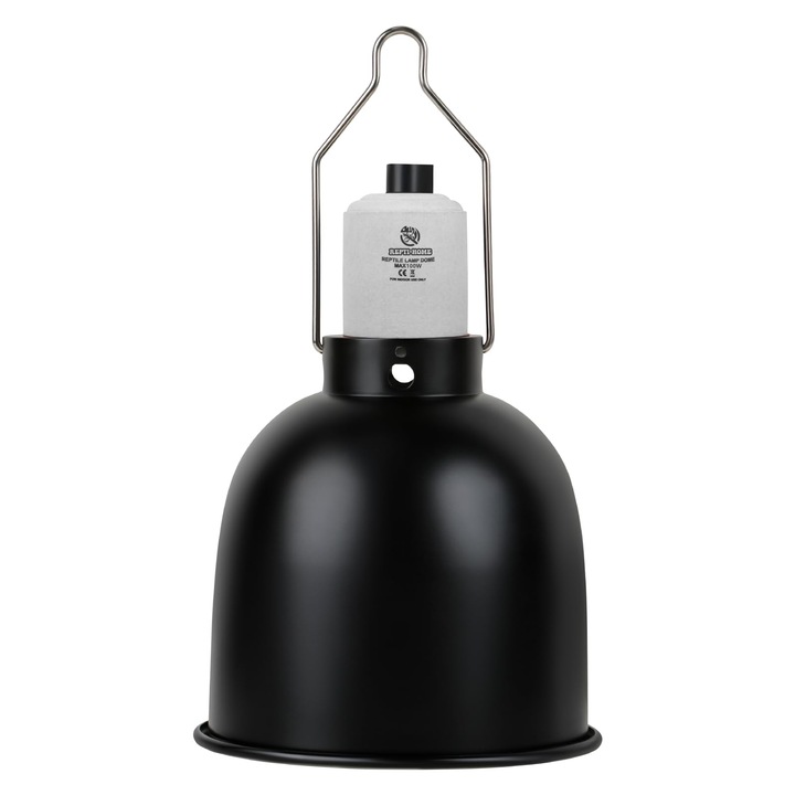 Suport lampa terariu, REPTI HOME, reflector aluminiu, dulie E27, 100W, negru