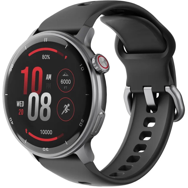 Ceas inteligent Stelio, 46mm, curea silicon, negru, unisex