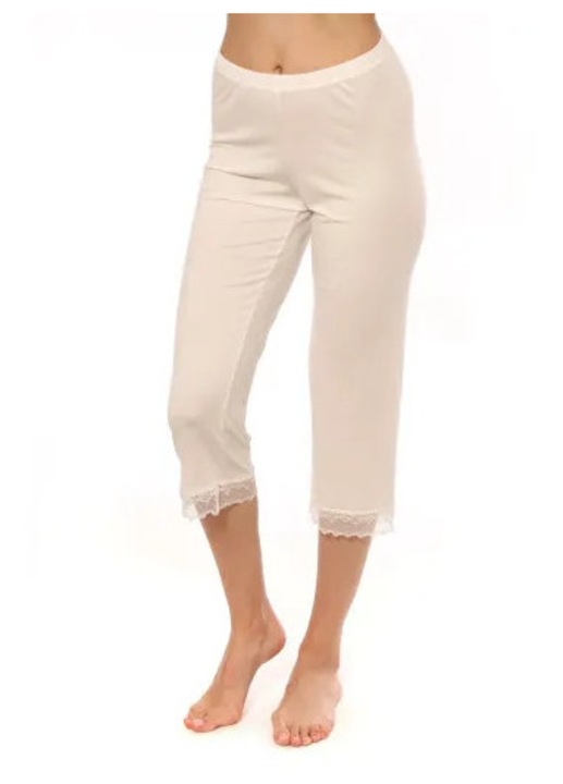 Pantaloni pijama dama Piera 3/4 bumbac ecru, marime 48