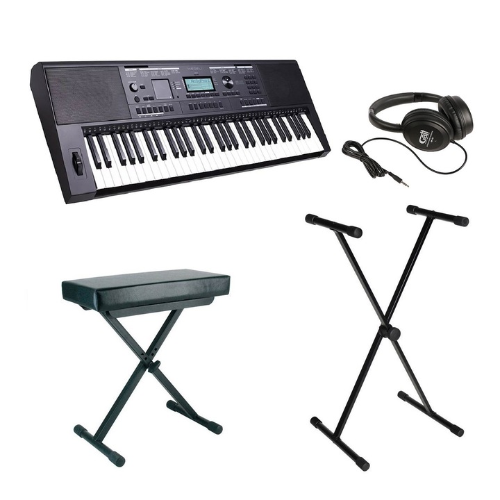 Set orgă Medeli MK401 cu căști, scaun și stativ, 61 clape, 600 sunete, multicolor, 956x360x118mm