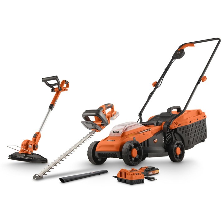 Комплект 3 в 1 косачка, тример и ножица за жив плет, Powerplus, Li-Ion батерия 20V, 33см