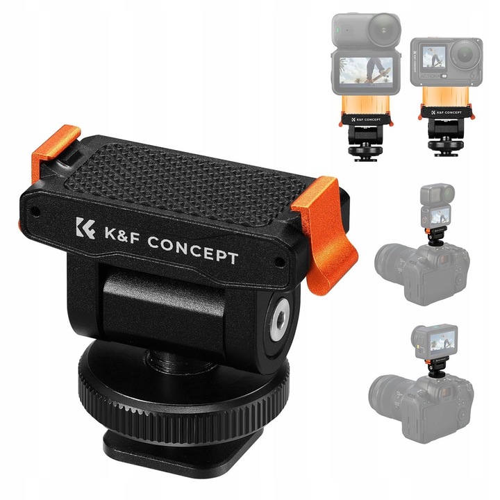 Adaptor magnetic rapid KF, pentru camere sport, articulație reglabilă 180°, rotire 360°, aluminiu, 1/4"