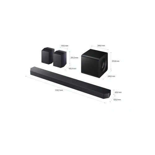 Soundbar Samsung cu subwoofer, 9.1.4 canale, Bluetooth, negru, set complet