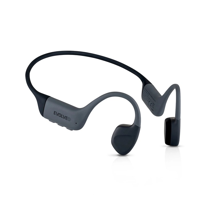 Casti wireless EVOLVEO BoneMax, impermeabile IPX8, 32 GB, gri, pentru sportivi