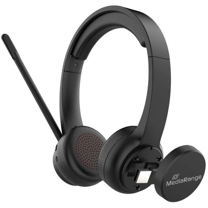 Căști multimedia On Ear MediaRange, Bluetooth, fără fir, 20 Hz, Negru