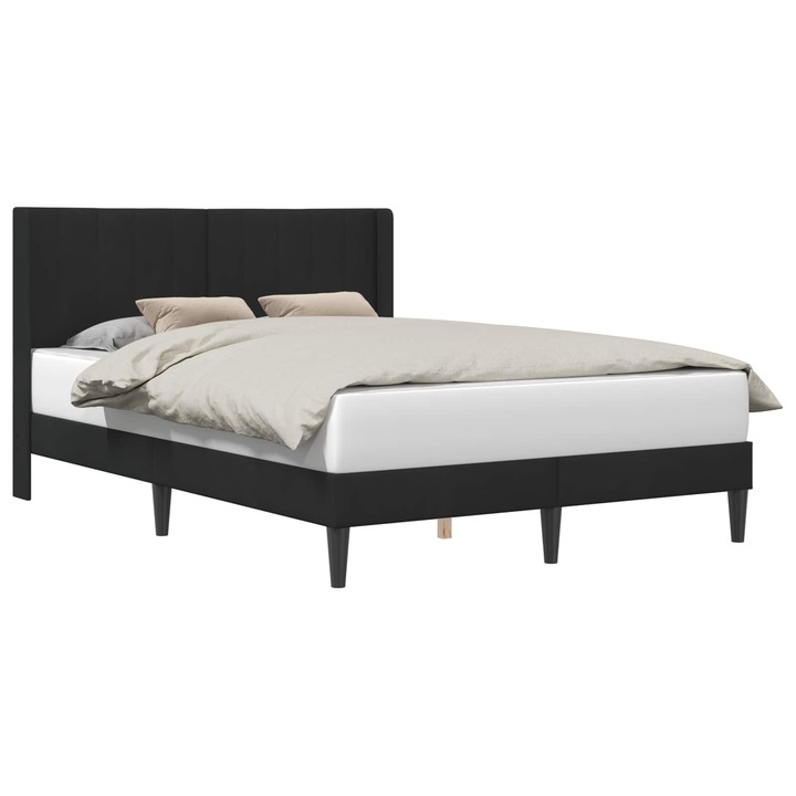 Cadru de pat cu headboard vidaXL, Negru 140 x 200 cm Catifea