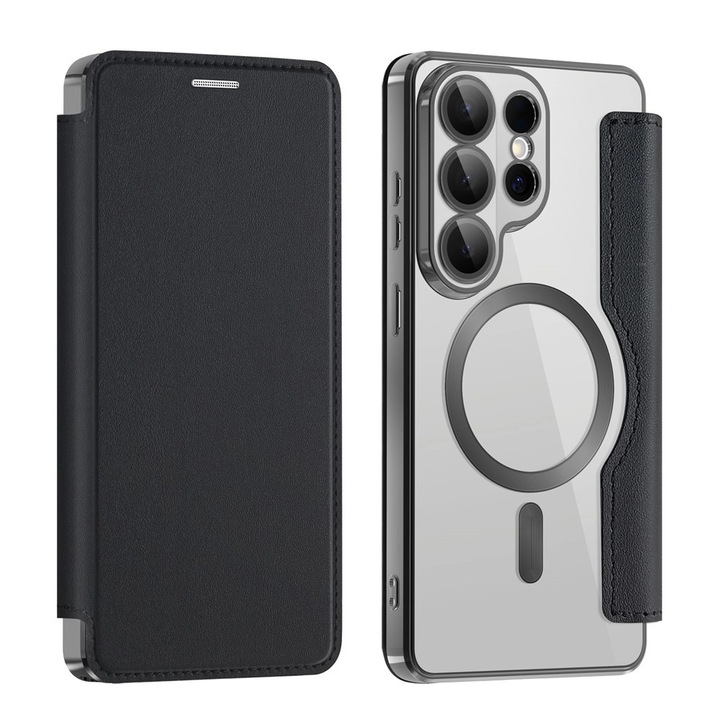 Husa telefon XGSM, pentru Samsung Galaxy S26 Ultra, RFID Wallet, compatibil MagSafe, protectie camera, neagra