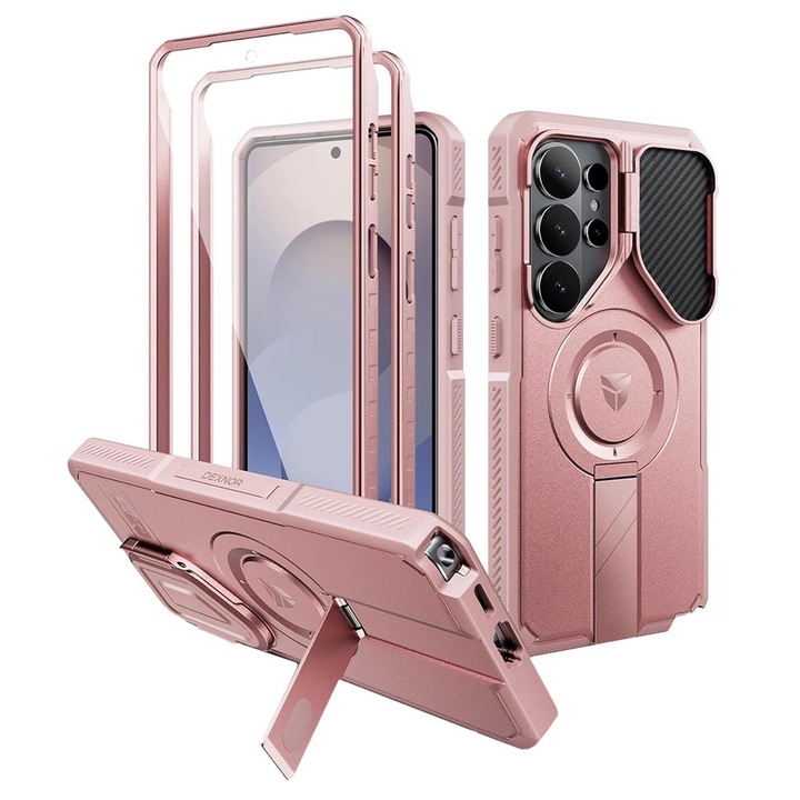 Husa telefon Dexnor, pentru Samsung Galaxy S26 Ultra, roz, cu suport si protectie camera