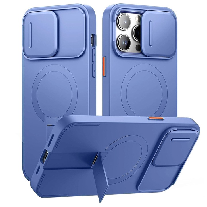 Husa telefon Suritch, pentru iPhone 15 Pro Max, Shockproof, compatibil MagSafe, albastru deschis