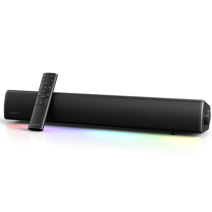Gaming Soundbar CREATIVE Sound Blaster GS5 cu Bluetooth 5.3, RGB Lighting, RC, 30W RMS, Optical-in, Aux in, USB-C