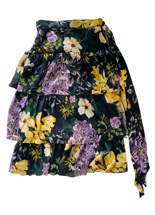 Fusta dama, Mango, Floral, Negru, Poliester, S INTL
