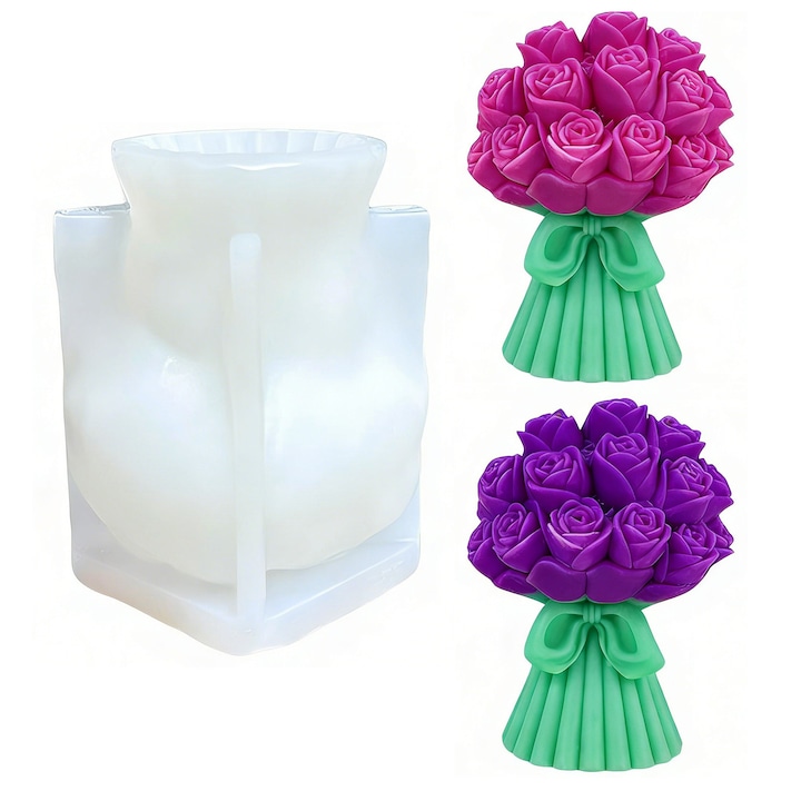 Matrita din silicon flori, trandafiri, flexibila, reutilizabila, 3D