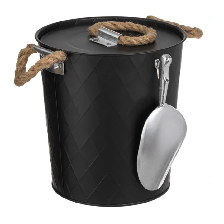 Frapiera Metalica Neagra cu Capac si Scafa Ø19, 5x20, 5cm