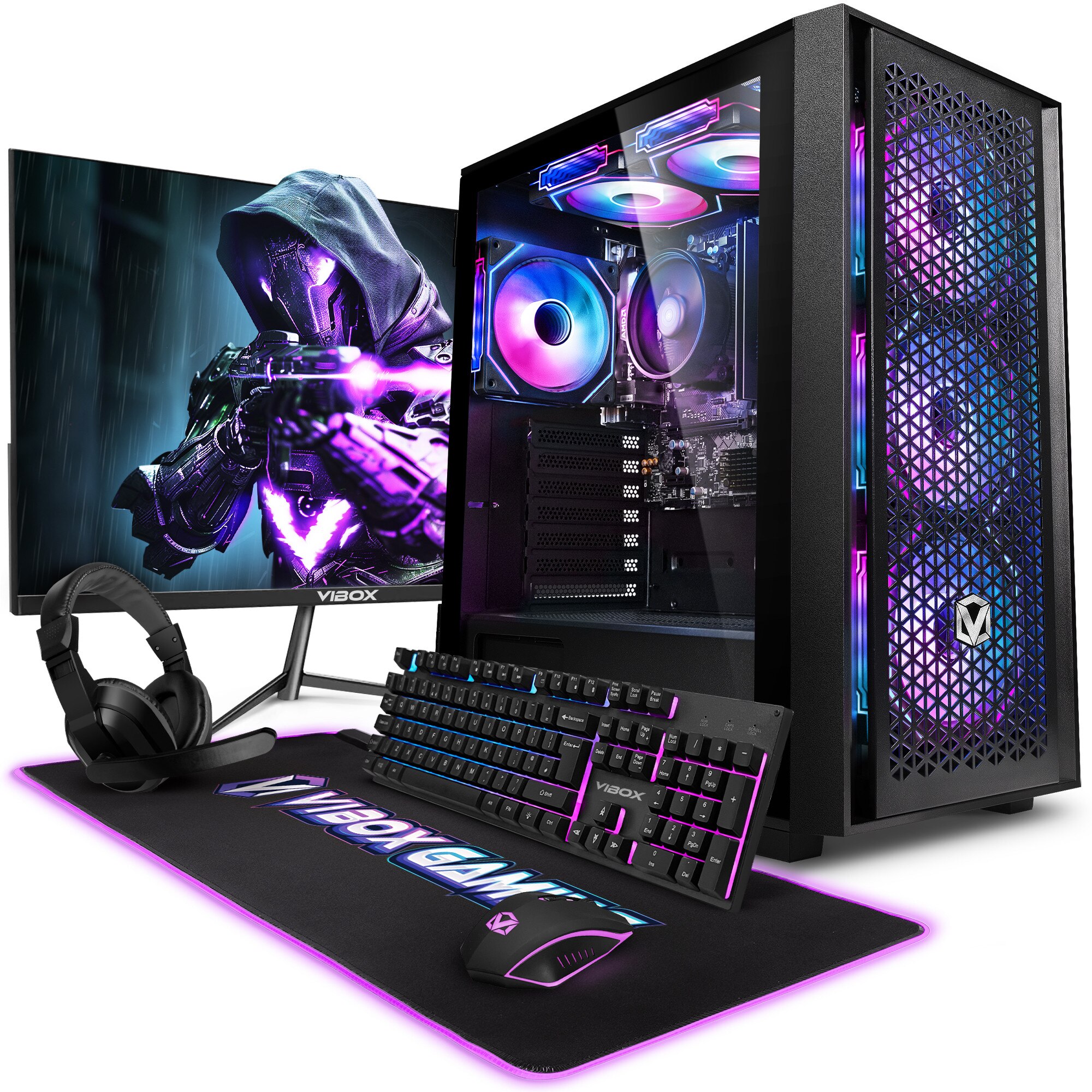 Pachet sistem PC gaming VI-34 cu monitor 24”, Vibox, Procesor AMD