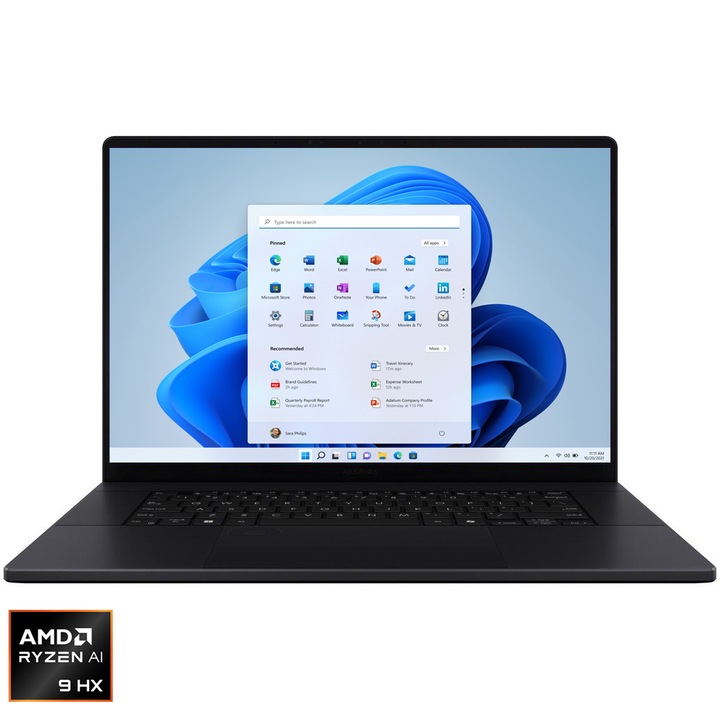 Лаптоп ASUS ProArt P16 H7606WP, AMD Ryzen™ AI 9 HX 370 до 5.10GHz, 16" 3K, OLED, Touch, 120Hz, 64GB LPDDR5X RAM, 2TB SSD, NVIDIA GeForce RTX 5070 8GB, Windows 11 Pro, Nano Black