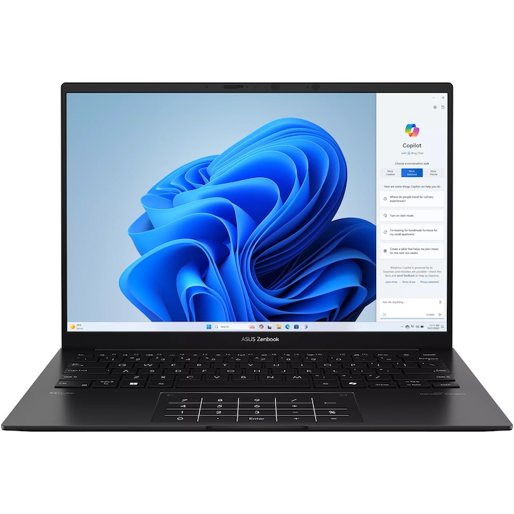 Laptop ASUS Zenbook 14 UM3406GA cu procesor AMD Ryzen™ AI 7 445 pana la 4.6GHz, 14'', WUXGA, OLED, 32GB DDR5 RAM, 1TB SSD, AMD Radeon™ Graphics, Windows 11 Home, Jade Black