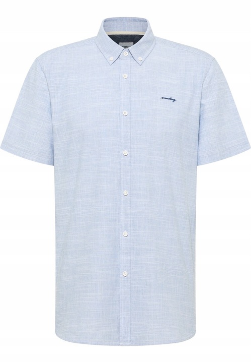 Férfi ing, Mustang, Berkeley, Normál fazon, Klasszikus dizájn, Rövid ujjú, Galléros, Gombos, Pamut, M INTL, Kék